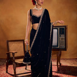 Classical Black Velvet Saree