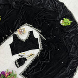 Classical Black Velvet Saree