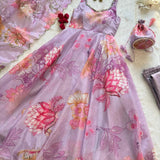 Modern Floral Print Anrkali Suit