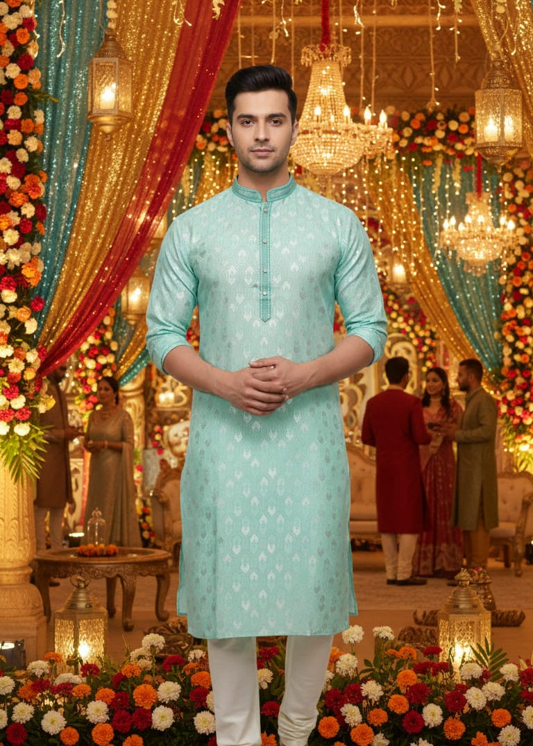 Wedding Men's Jacquard Silk Kurta
