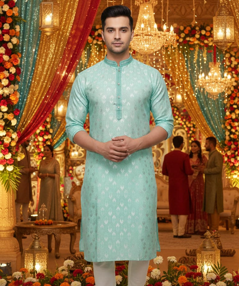 Wedding Men's Jacquard Silk Kurta