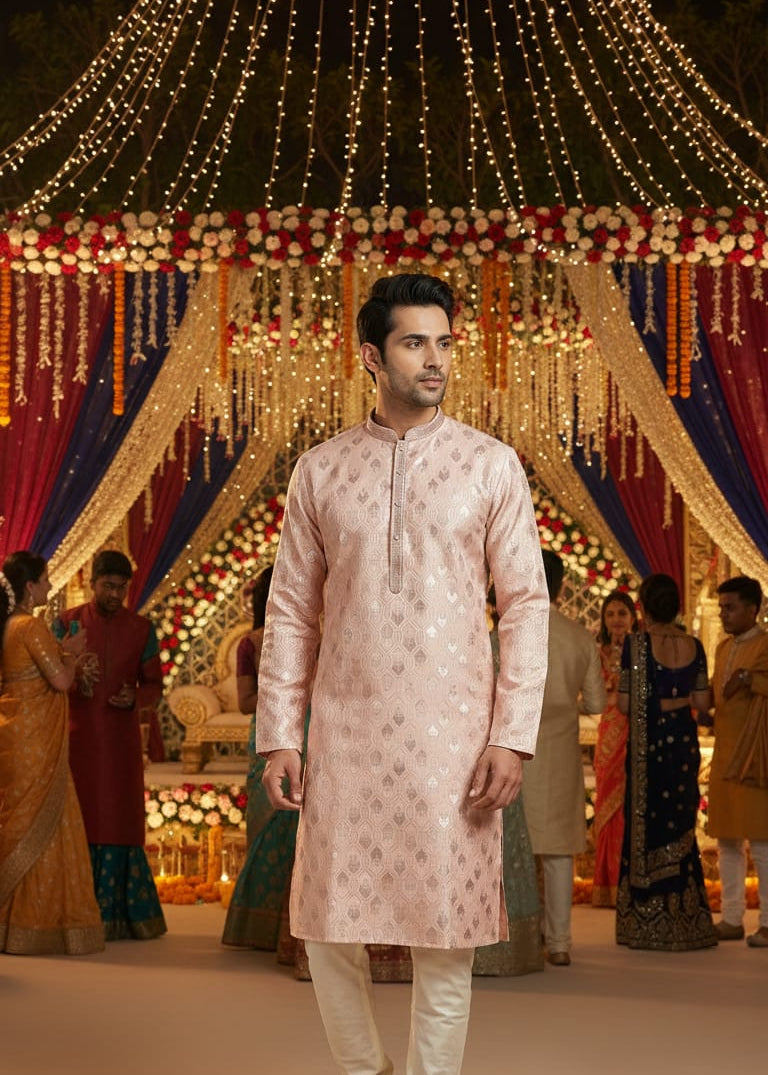 Wedding Men's Jacquard Silk Kurta
