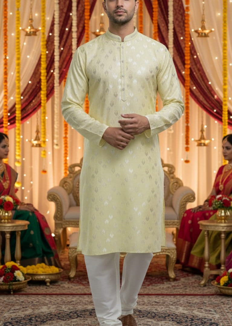 Wedding Men's Jacquard Silk Kurta