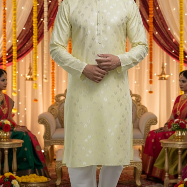 Wedding Men's Jacquard Silk Kurta