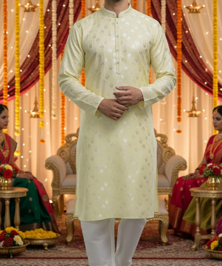 Wedding Men's Jacquard Silk Kurta