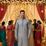 Wedding Men's Jacquard Silk Kurta