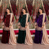 Modern Style Velvet Embroidered Suit