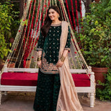 Modern Style Velvet Embroidered Suit