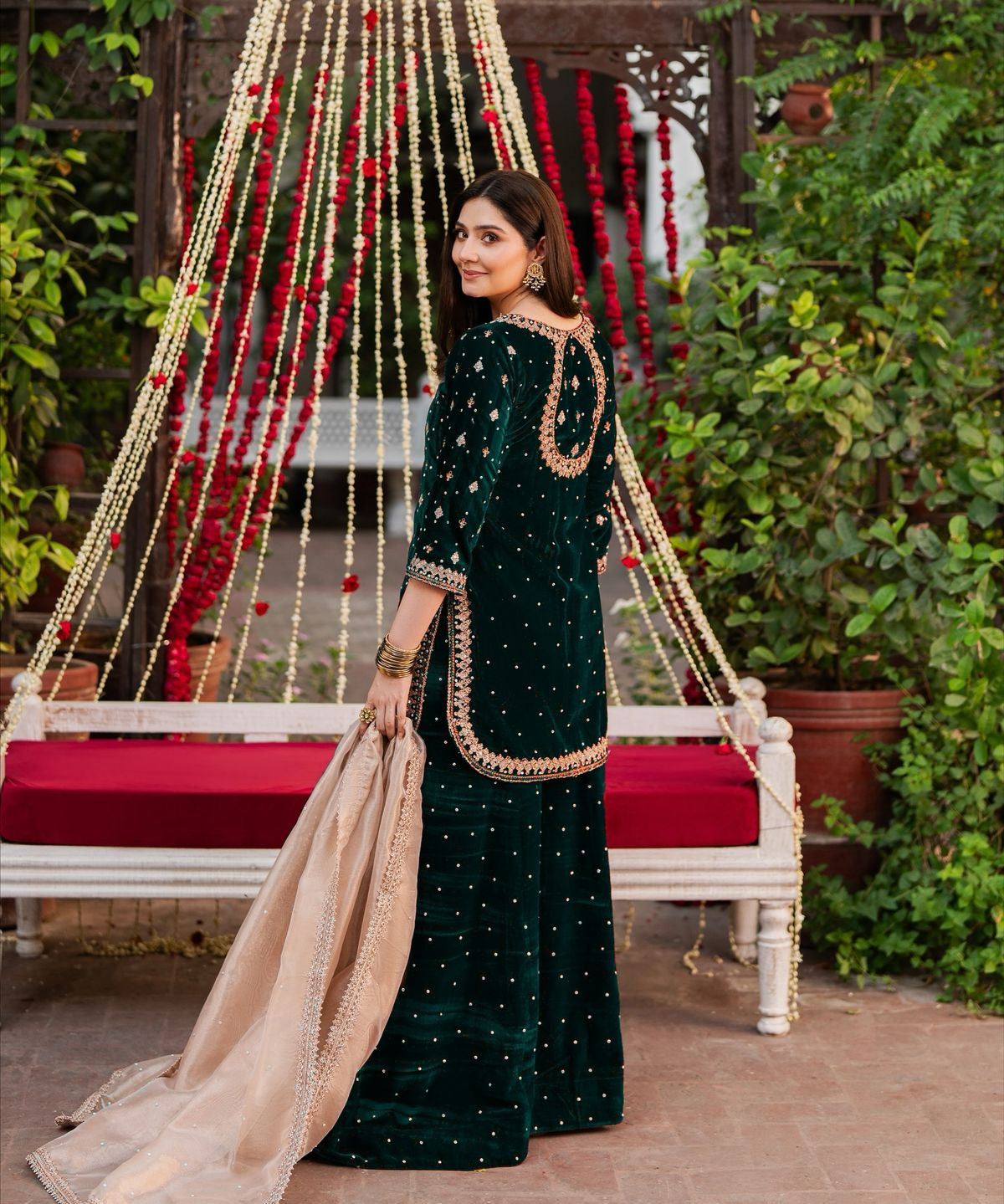 Modern Style Velvet Embroidered Suit
