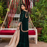 Modern Style Velvet Embroidered Suit