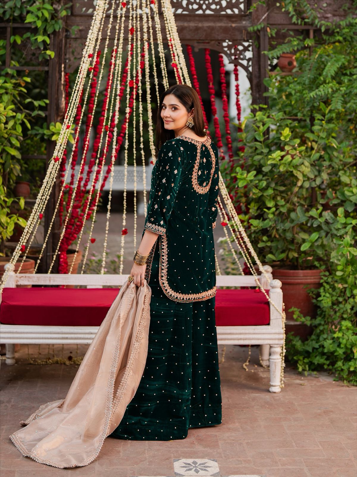 Modern Style Velvet Embroidered Suit