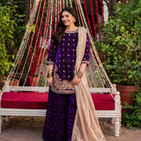 Modern Style Velvet Embroidered Suit