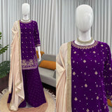 Modern Style Velvet Embroidered Suit