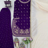 Modern Style Velvet Embroidered Suit