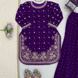 Modern Style Velvet Embroidered Suit