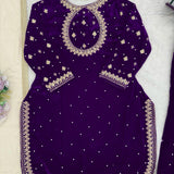 Modern Style Velvet Embroidered Suit