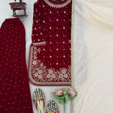 Modern Style Velvet Embroidered Suit