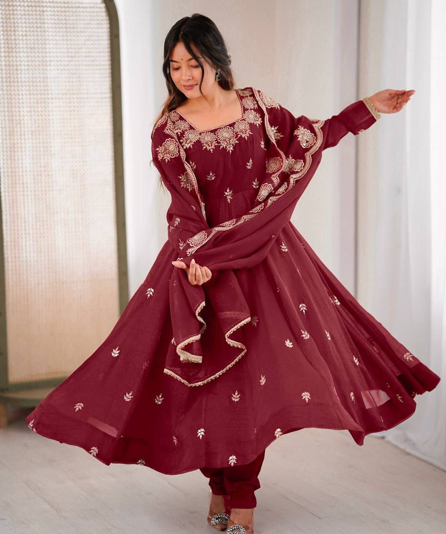 Elegant Embroidered Anarkali Gown