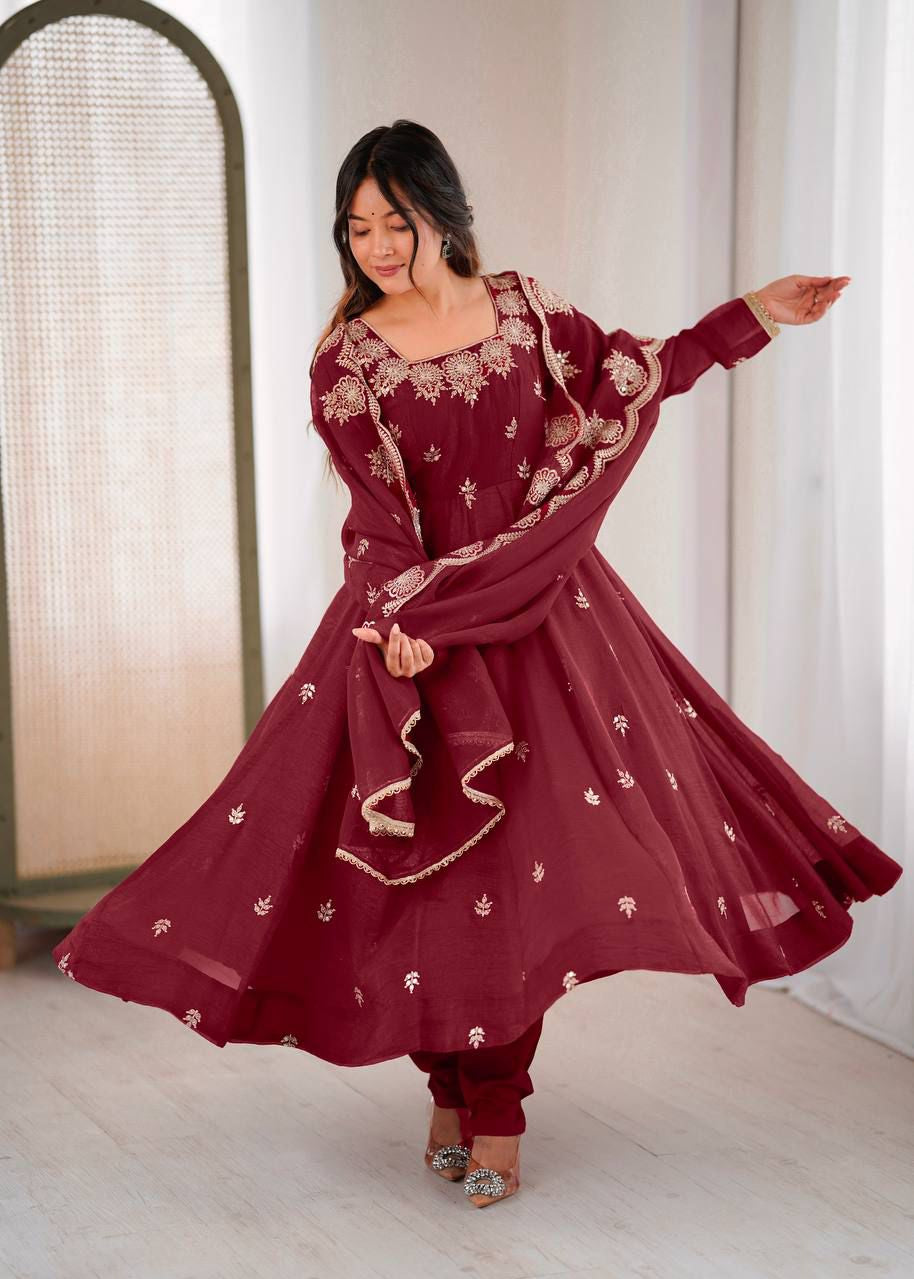 Elegant Embroidered Anarkali Gown