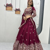 Festive Embroidered Silk Lehenga