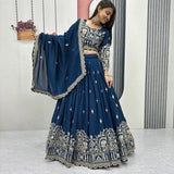 Festive Embroidered Silk Lehenga