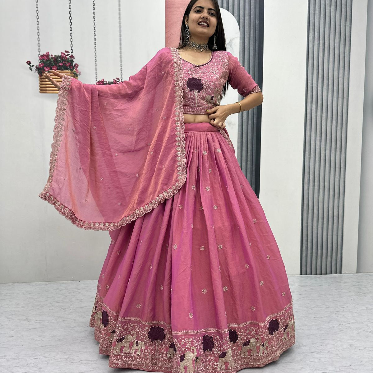 Festive Peacock Embroidered Lehenga