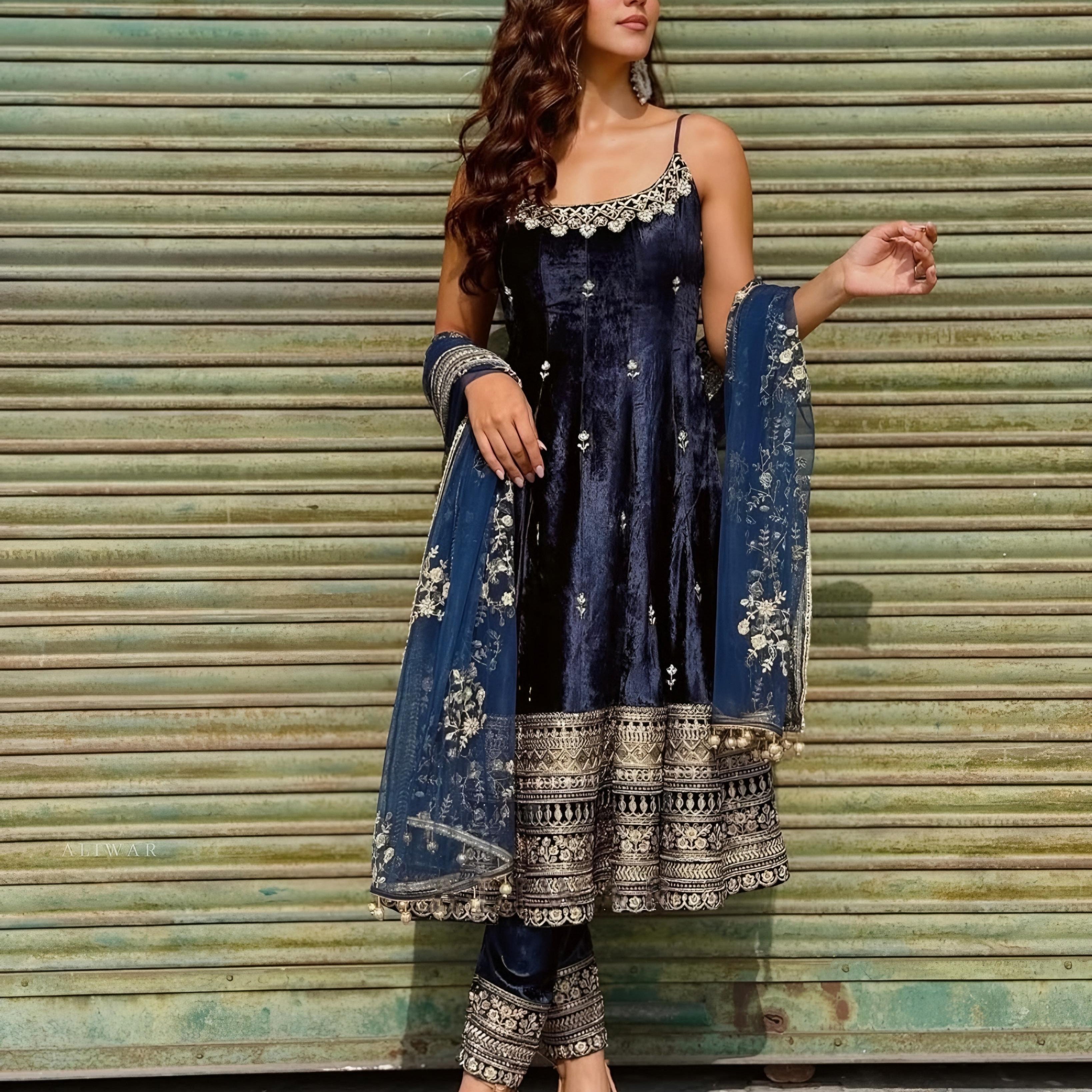 Fancy Pure Vichitra Silk Gown