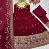 Fancy Pure Vichitra Silk Gown