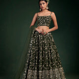 Dark Olive Wedding Lehenga Choli