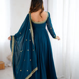 Teal Blue Georgette Anarkali Gown