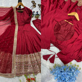 Designer Roman Silk Anarkali Gown