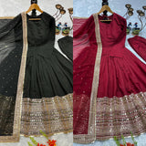 Designer Roman Silk Anarkali Gown