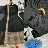 Designer Roman Silk Anarkali Gown