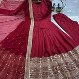 Designer Roman Silk Anarkali Gown