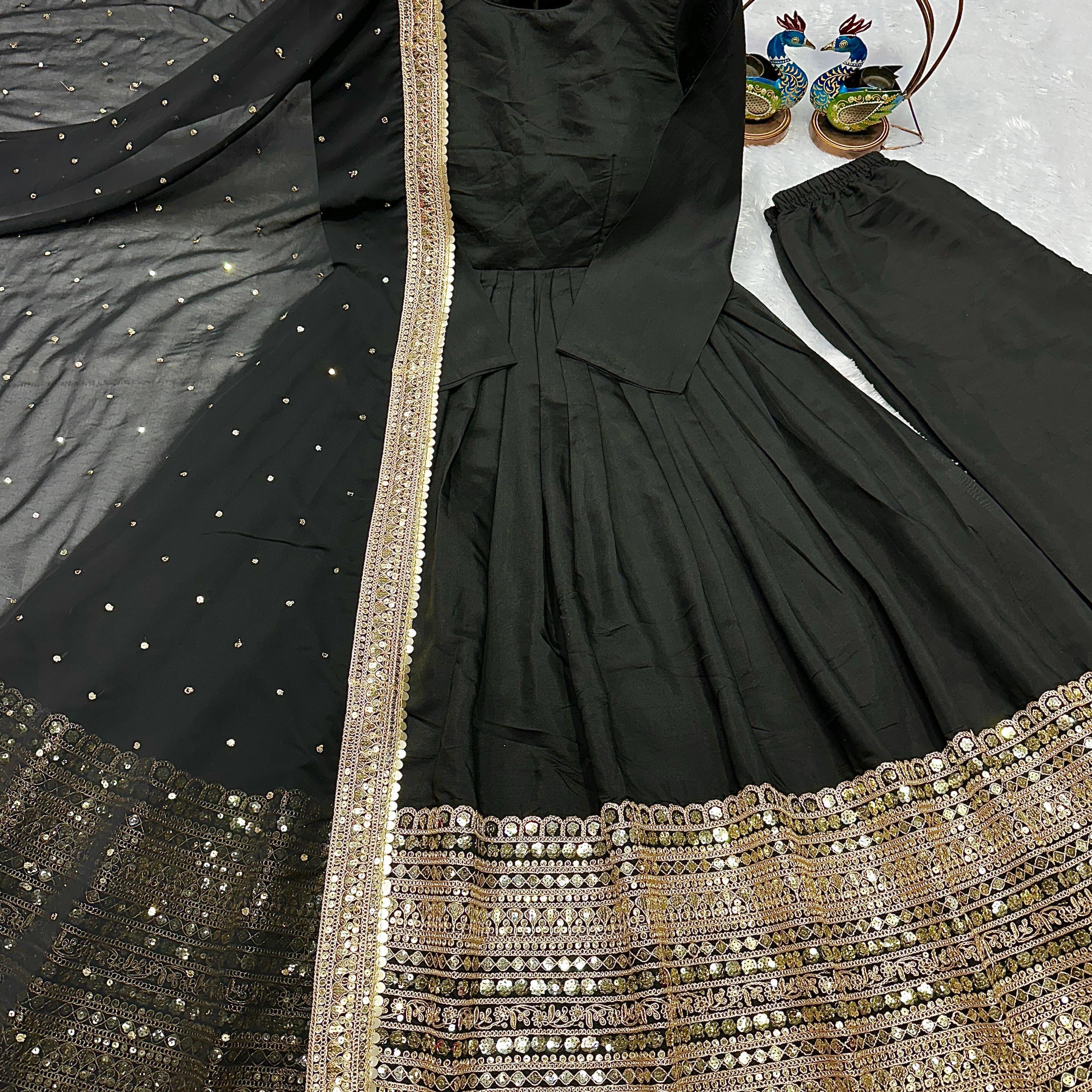 Designer Roman Silk Anarkali Gown