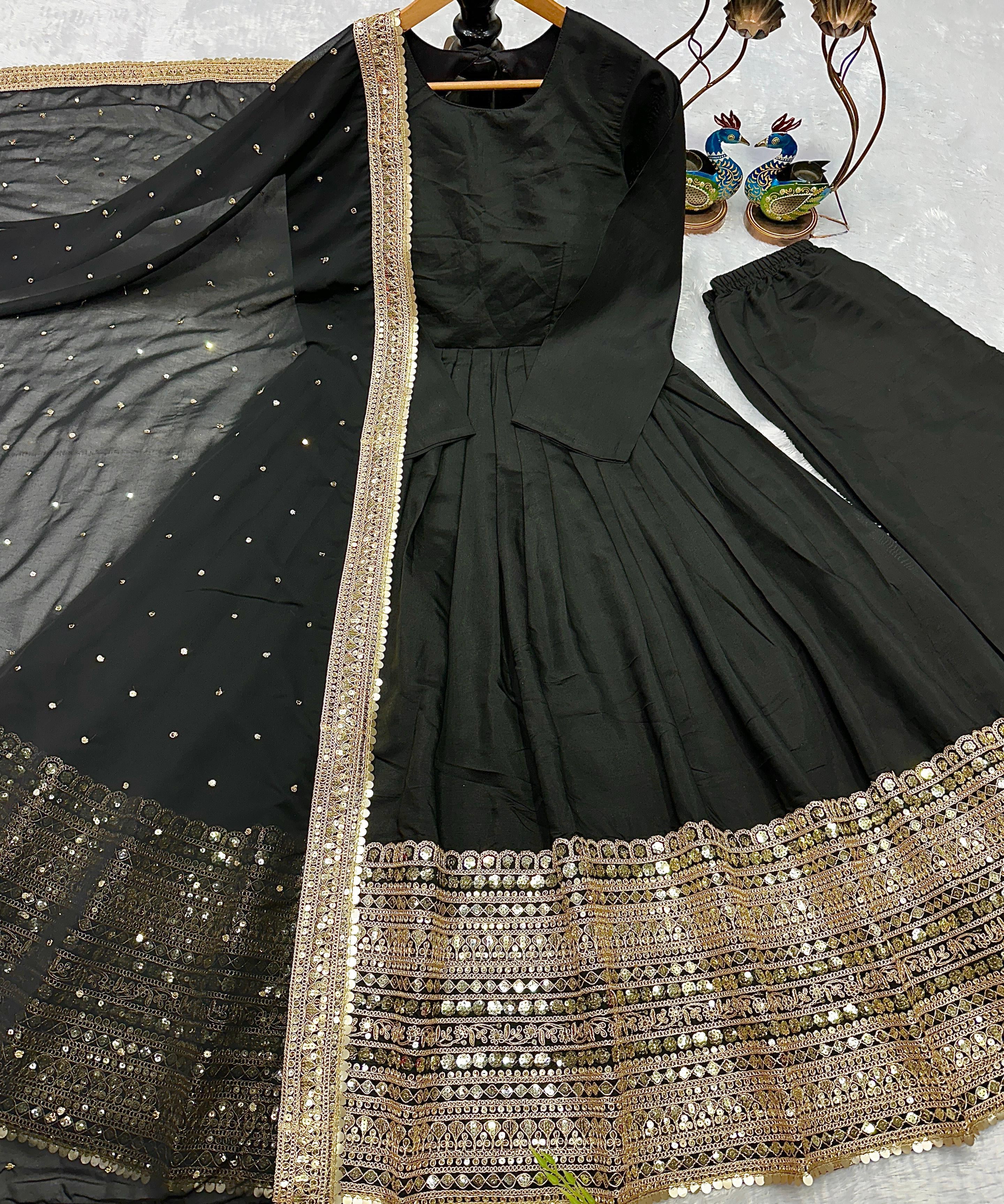 Designer Roman Silk Anarkali Gown