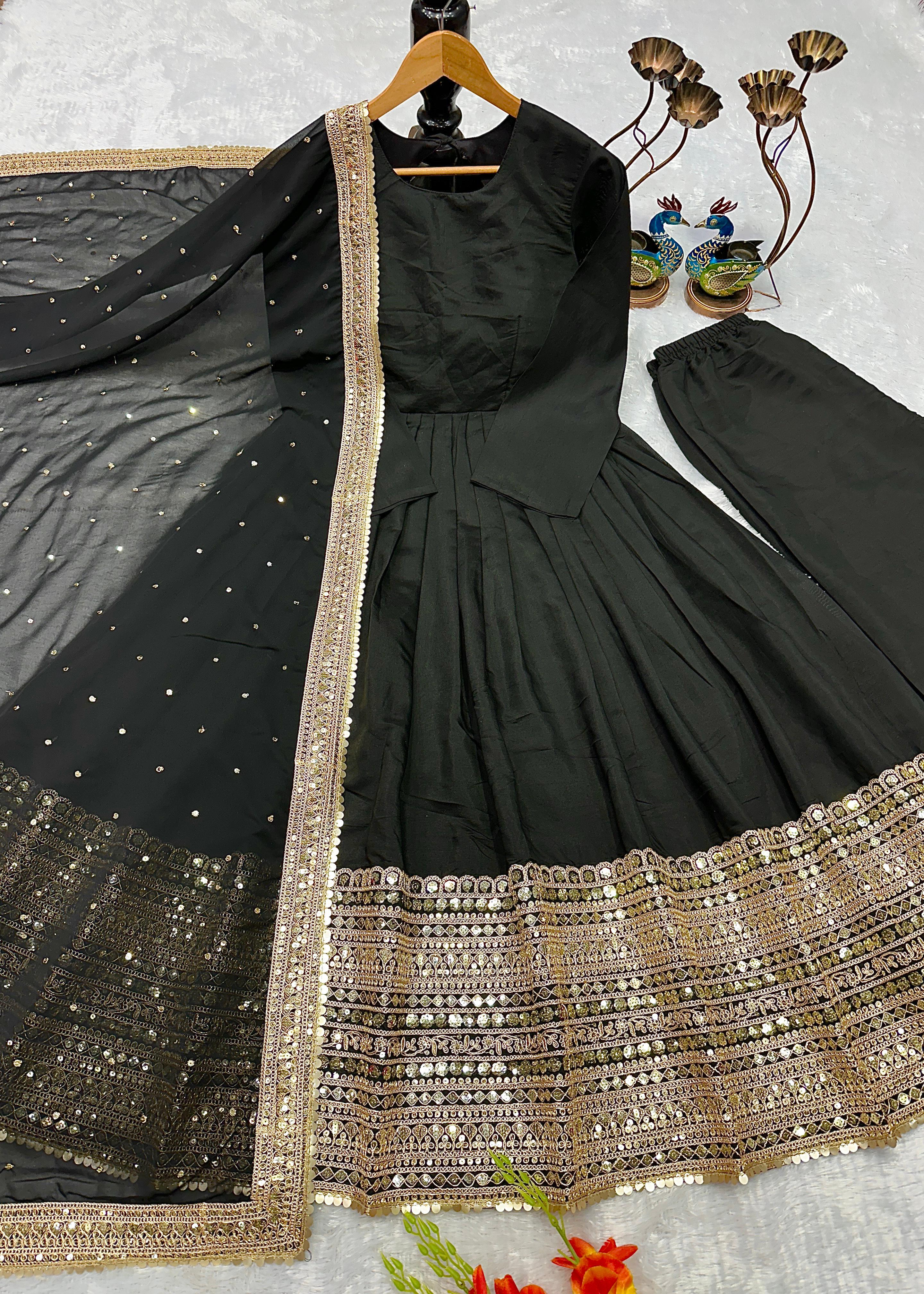 Designer Roman Silk Anarkali Gown