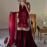 Designer Velvet Top Plazzo