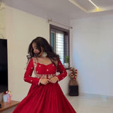 Reddish Chinon Anarkali Gown