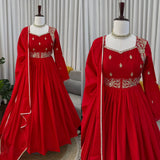 Reddish Chinon Anarkali Gown