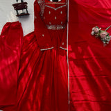 Reddish Chinon Anarkali Gown