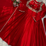Reddish Chinon Anarkali Gown
