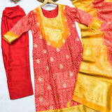 Trendy Bandhej Cotton Straight Suit