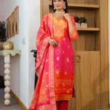 Trendy Bandhej Cotton Straight Suit