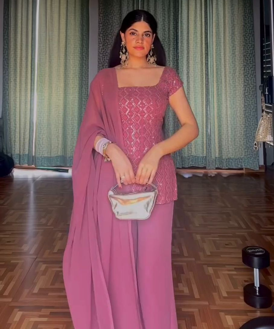 Crafted Georgette Embroidered Suit