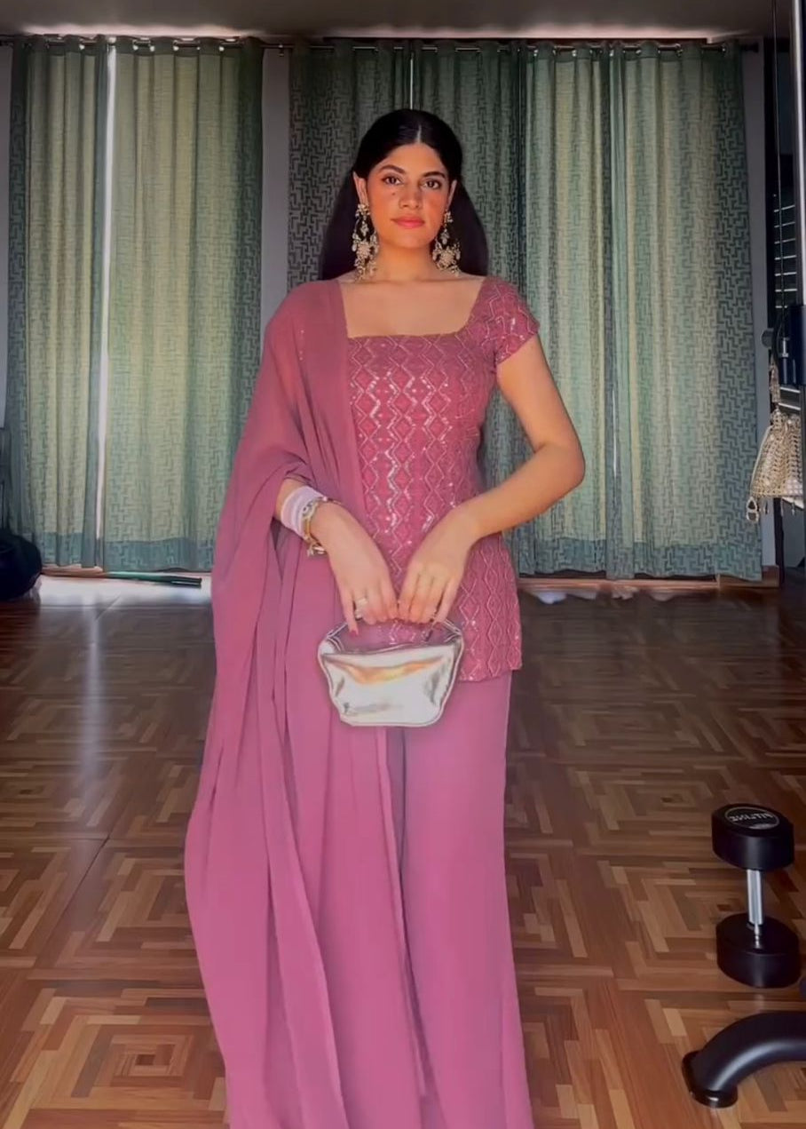 Crafted Georgette Embroidered Suit