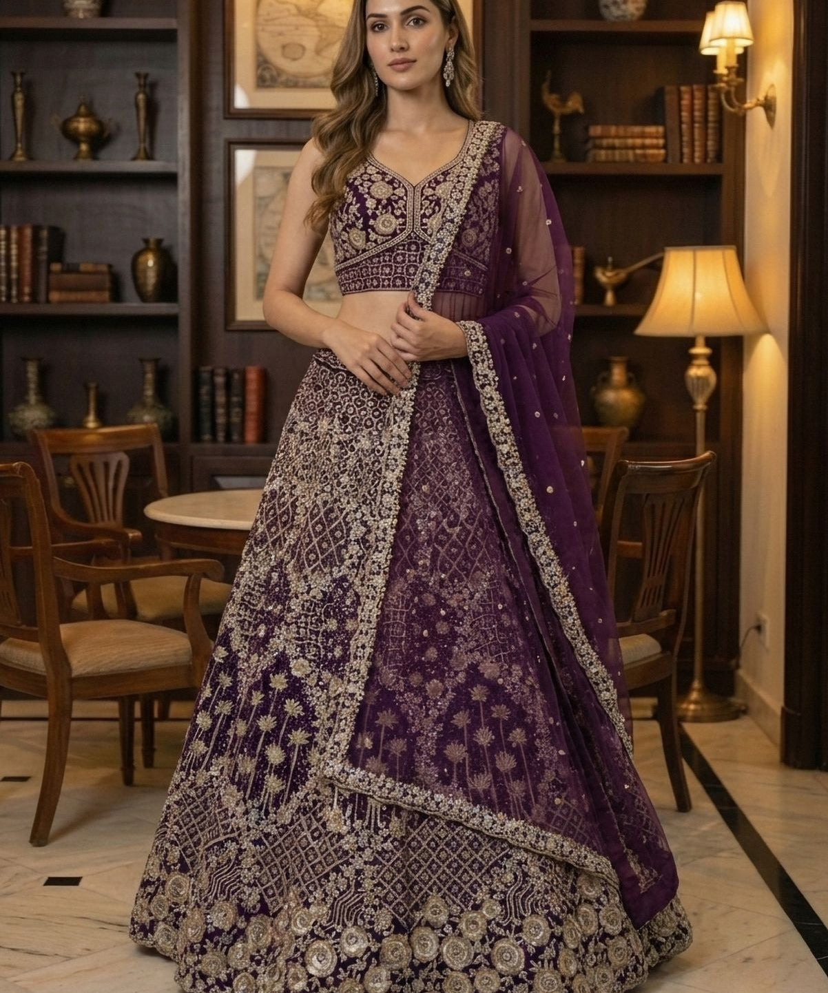 Elegant Bridal Motif Work Lehenga