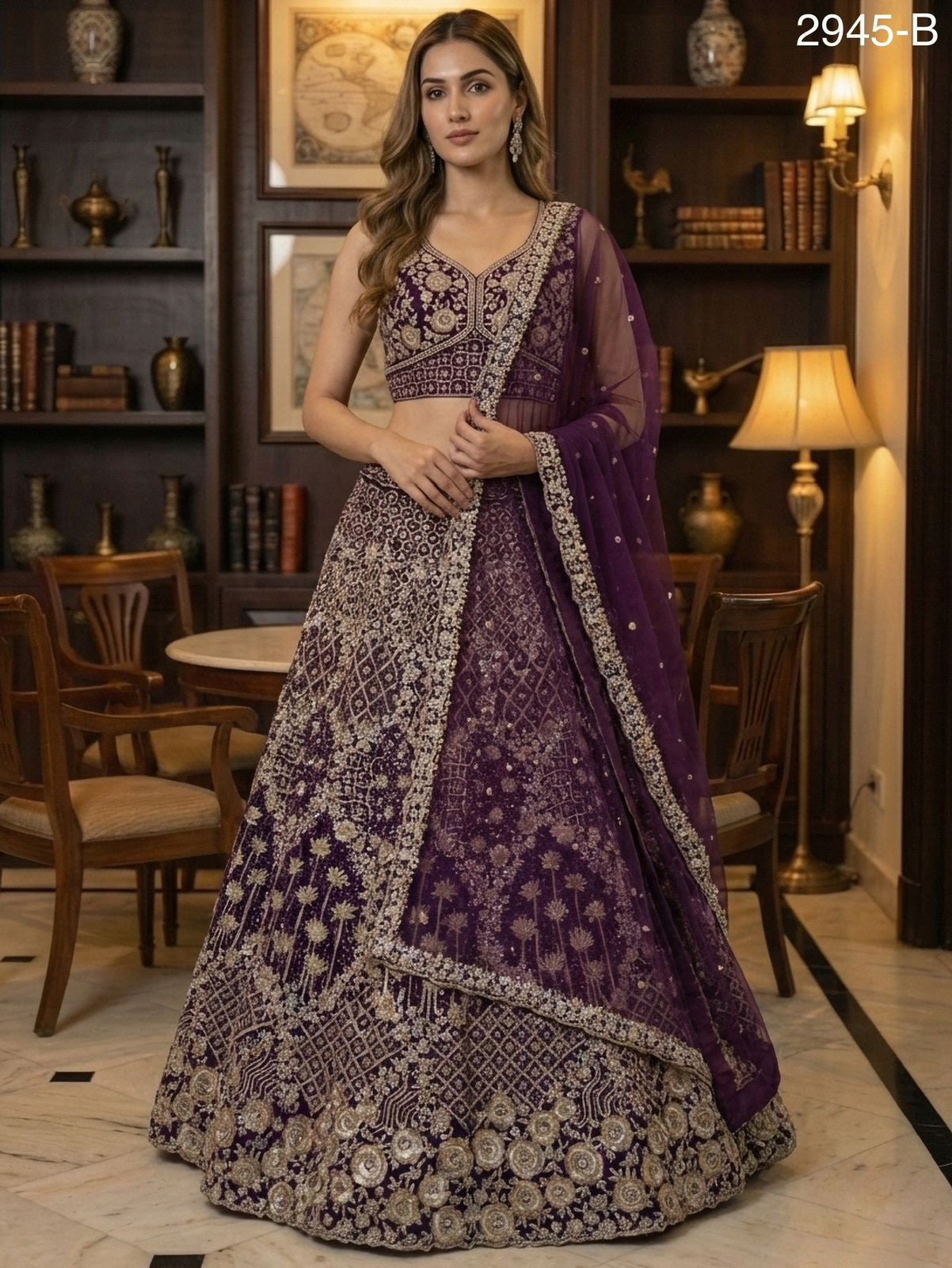 Elegant Bridal Motif Work Lehenga