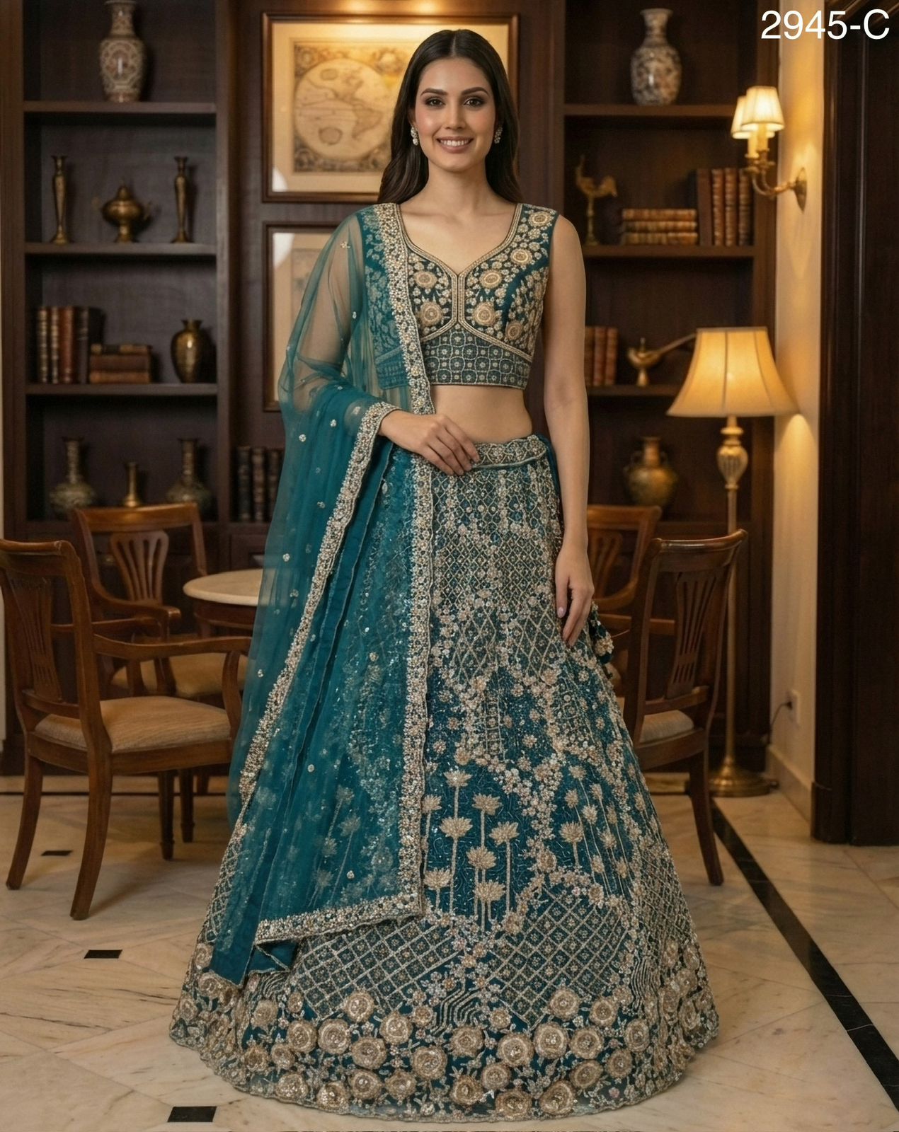 Elegant Bridal Motif Work Lehenga