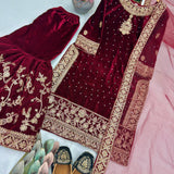 Designer Embroidered Velevet Suit